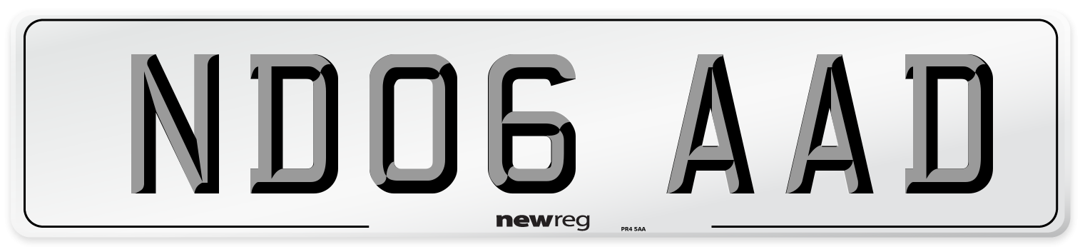 ND06 AAD Number Plate from New Reg